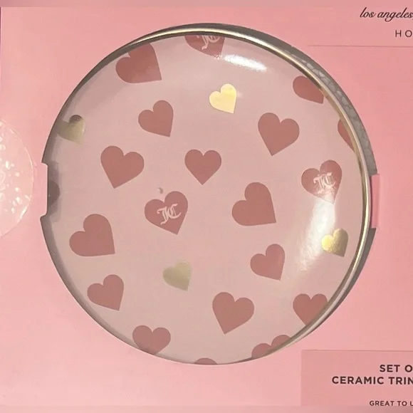 Juicy Couture Pink Ceramic Trinket Tray Set NIB - Picture 3 of 4
